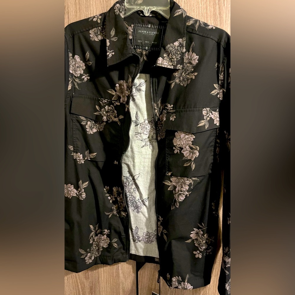 Denim and flower Ricky Singh over shirt zip